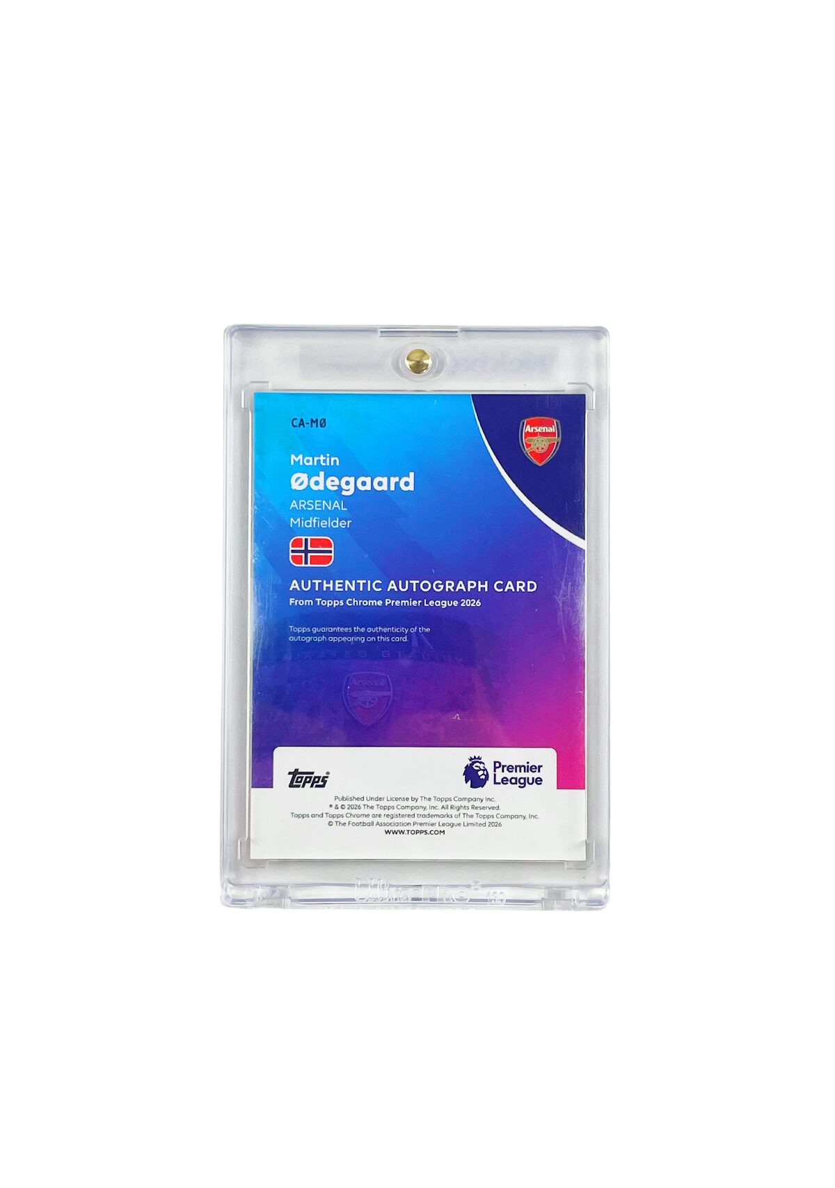 Topps Chorme Premier League Arsenal Martin Odegaard Autograph Card 23/50