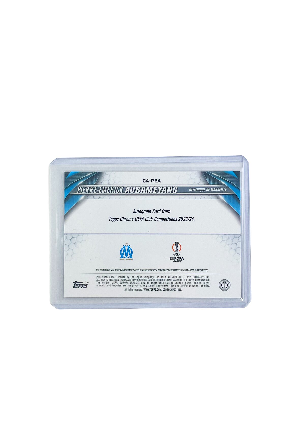 Topps Chrome UCC Olympique Marseille Pierre-Emerick Aubameyang Autograph Card