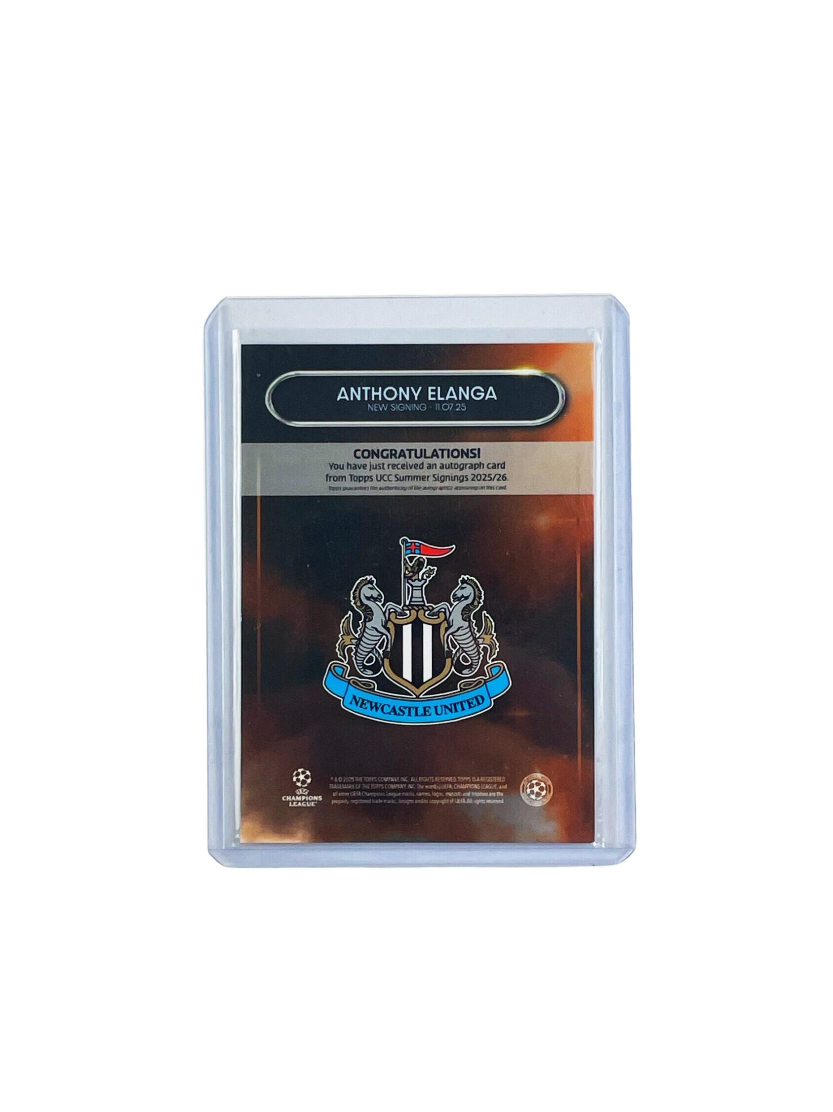 Topps Summer Signings Newcastle United Anthony Elanga Autograph Card 12/25