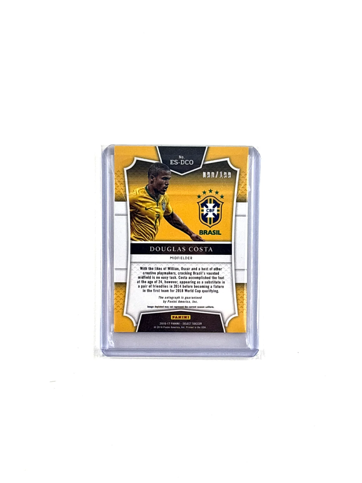 Panini Select Soccer 2016-17 Brazil Douglas Costa Autograph Card 90/199